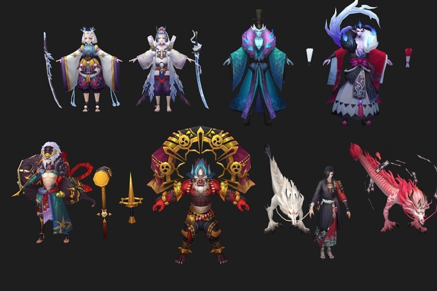 一套神魔游戏角色怪物模型下载