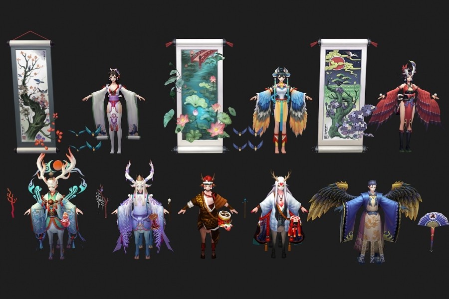 一套神魔游戏角色怪物模型下载