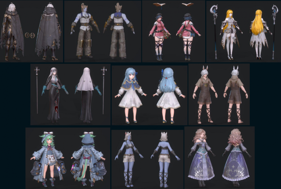 韩游gransaga二次元卡通角色3D模型 怪物NPC武器道具 带骨骼动作