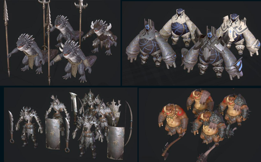 韩游gransaga二次元卡通角色3D模型 怪物NPC武器道具 带骨骼动作