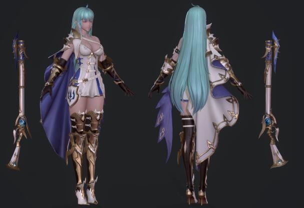 韩游gransaga二次元卡通角色3D模型 怪物NPC武器道具 带骨骼动作