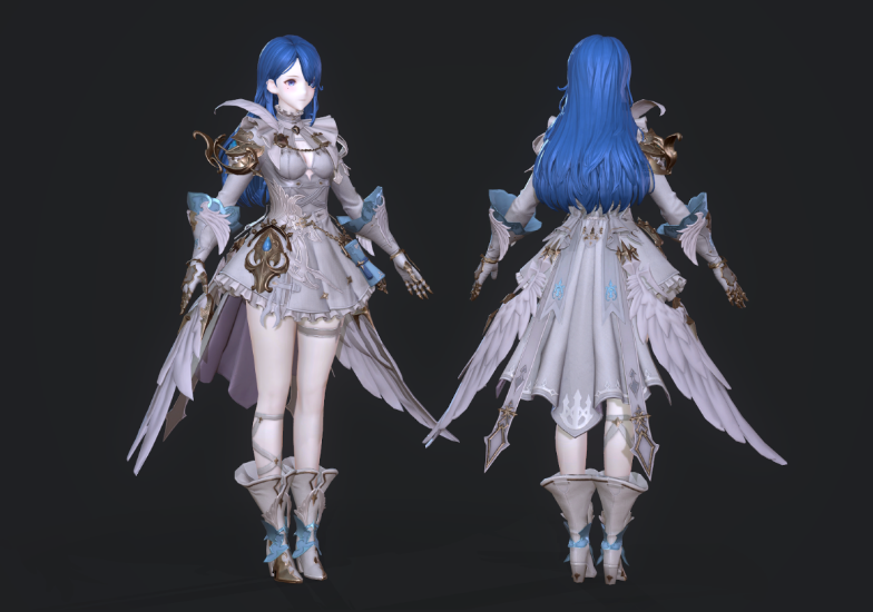韩游gransaga二次元卡通角色3D模型 怪物NPC武器道具 带骨骼动作