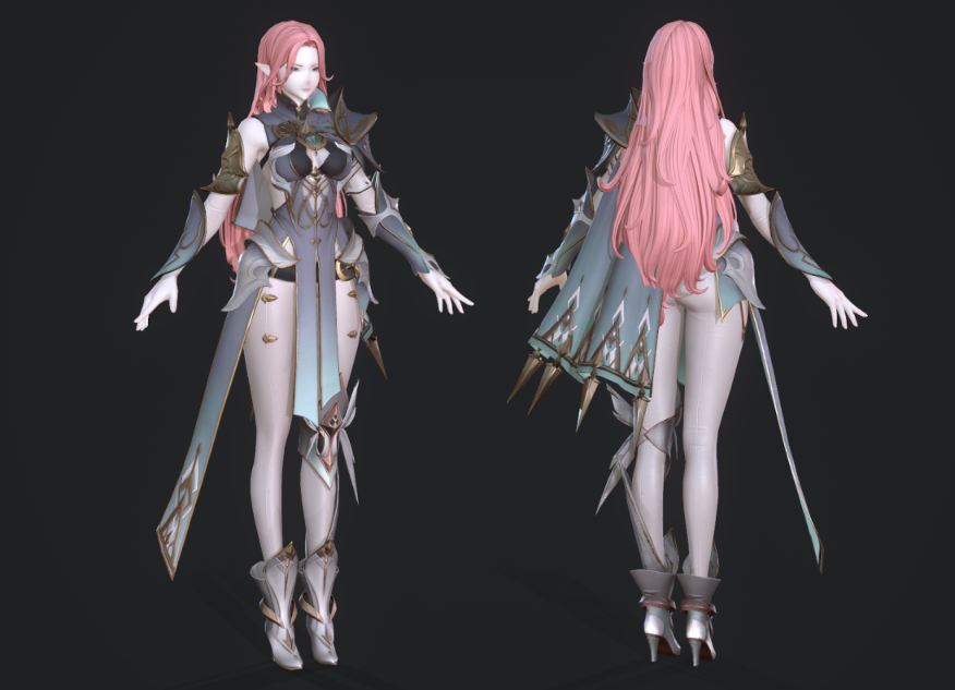 韩游gransaga二次元卡通角色3D模型 怪物NPC武器道具 带骨骼动作