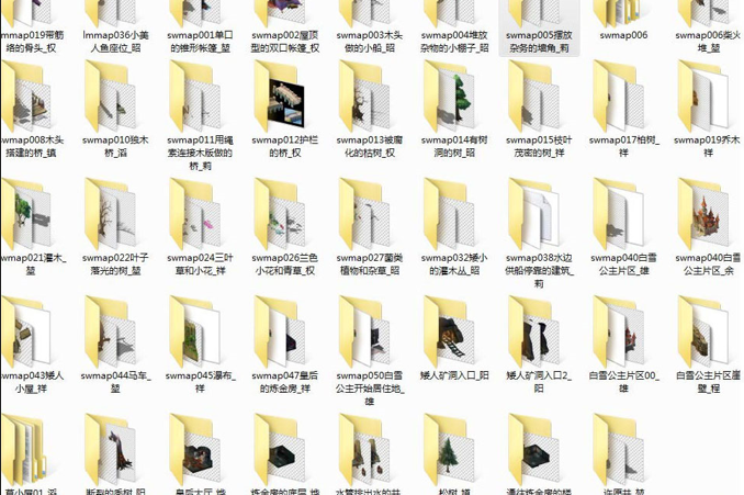 一套精品Q版3转2游戏场景建筑模型