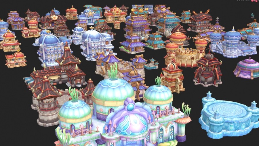 卡通Q版手绘房屋建筑场景