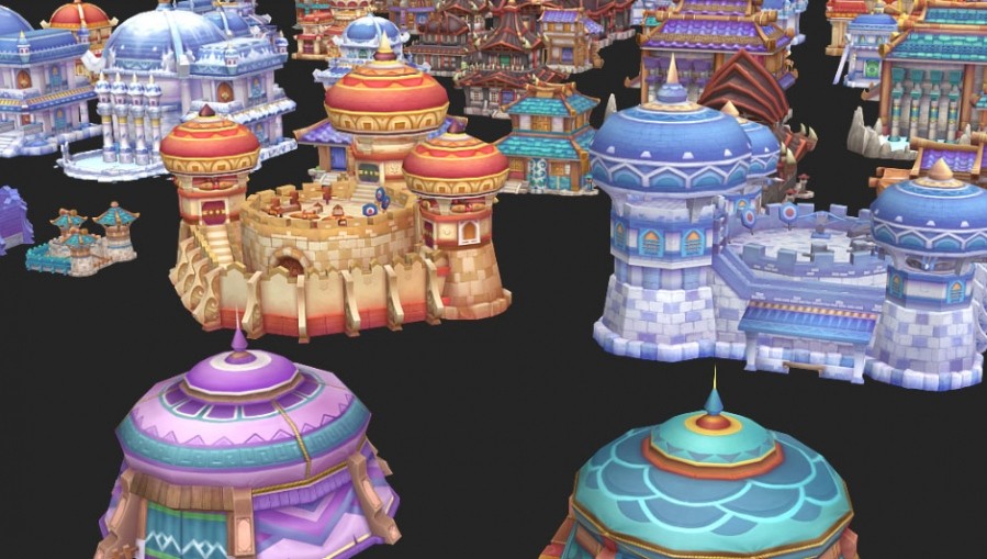 卡通Q版手绘房屋建筑场景