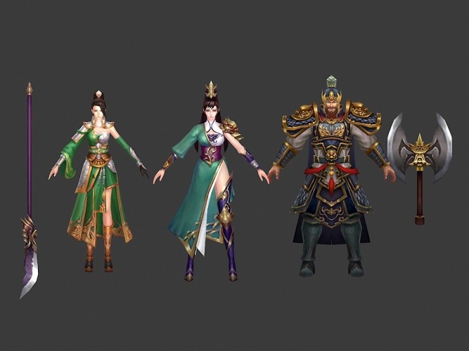 一套古装三国游戏人物角色模型