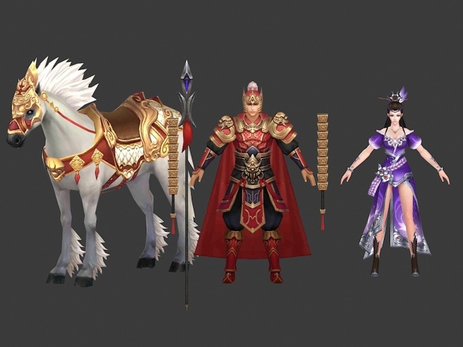 一套古装三国游戏人物角色模型