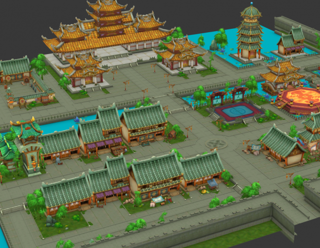 一套3D游戏场景模型加部分角色模型