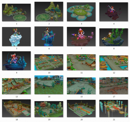 一套3D游戏场景模型加部分角色模型