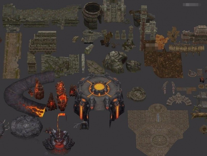 【无间地狱】精品场景3D模型资源 3dmax山石建筑模型