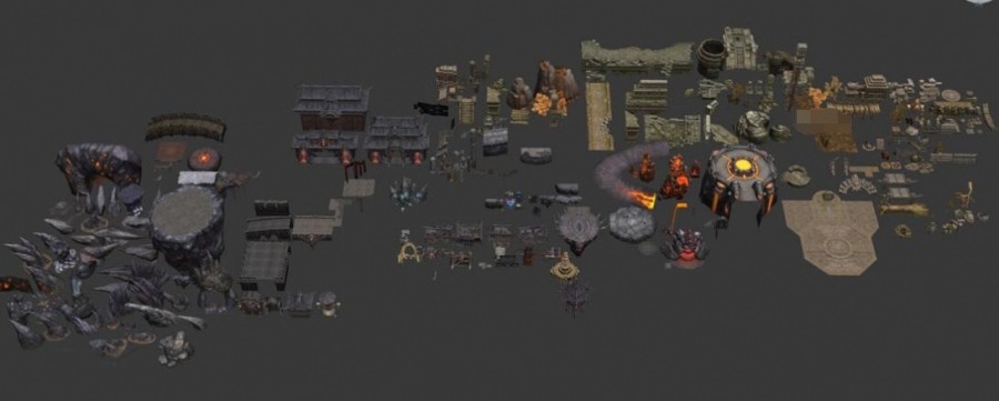 【无间地狱】精品场景3D模型资源 3dmax山石建筑模型