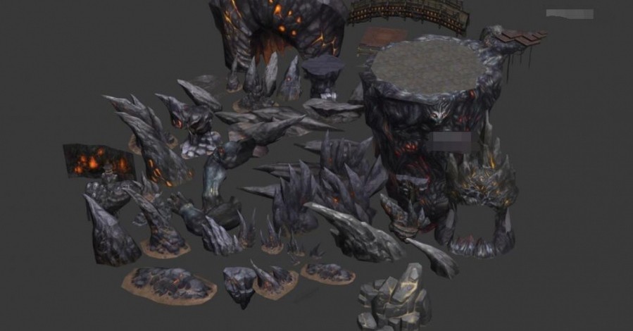【无间地狱】精品场景3D模型资源 3dmax山石建筑模型