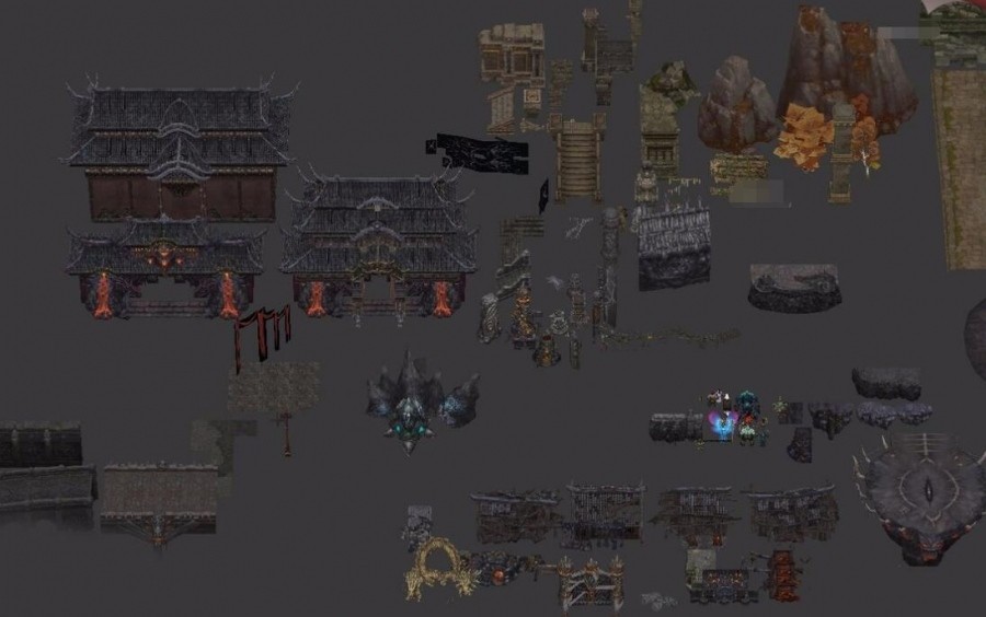 【无间地狱】精品场景3D模型资源 3dmax山石建筑模型