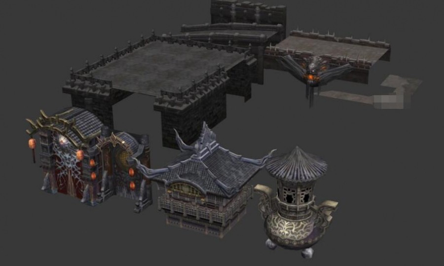 【无间地狱】精品场景3D模型资源 3dmax山石建筑模型