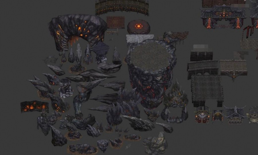 【无间地狱】精品场景3D模型资源 3dmax山石建筑模型