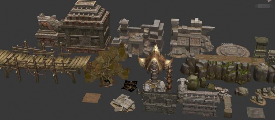 【无间地狱】精品场景3D模型资源 3dmax山石建筑模型