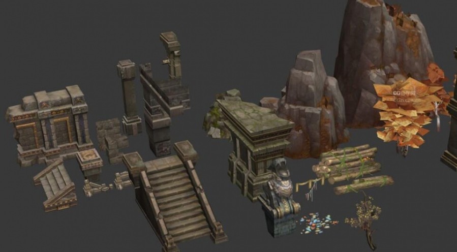 【无间地狱】精品场景3D模型资源 3dmax山石建筑模型