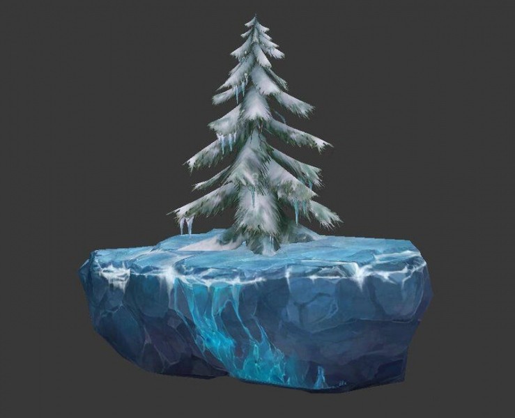冰雪石头 冰石 冰山 雪松3D模型下载