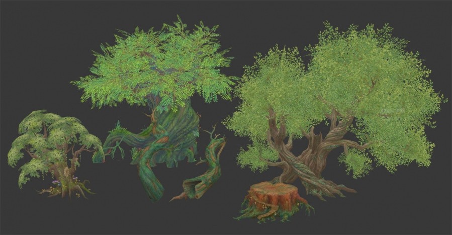 各种植物 石头 木屋成套3D模型+贴图