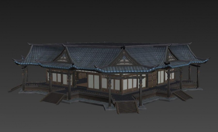 写实古代城镇场景建筑3D模型