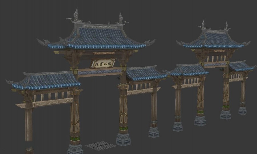 写实古代城镇场景建筑3D模型