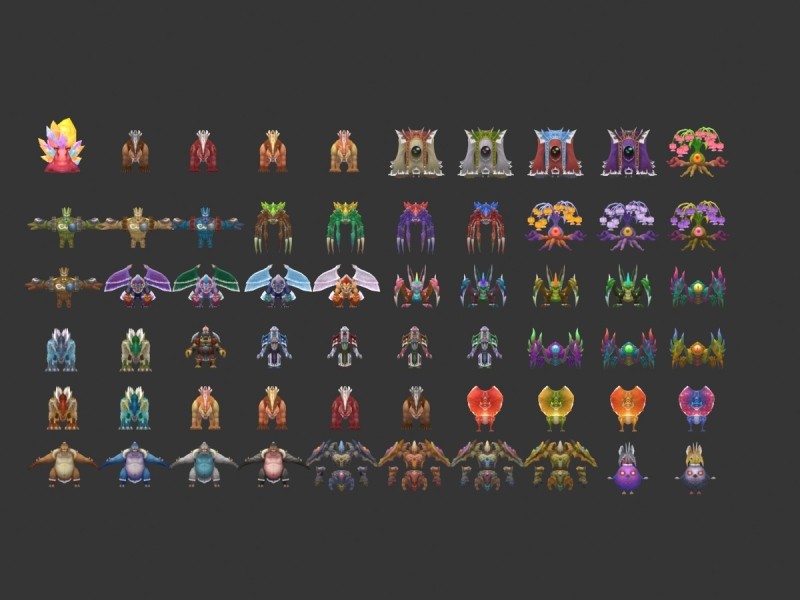 一套精美3D神魔风格游戏宠物怪物模型