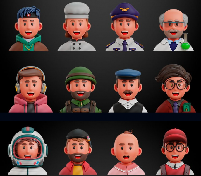 卡通人物头像C4D模型