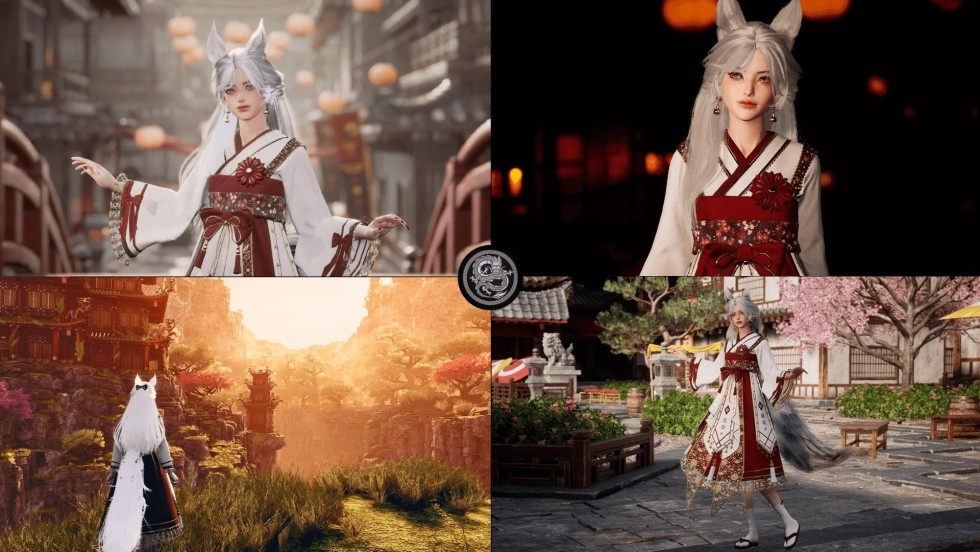 UE4虚幻5影视级国风奇幻仙侠场景古代人物可爱美女角色狐狸3D模型