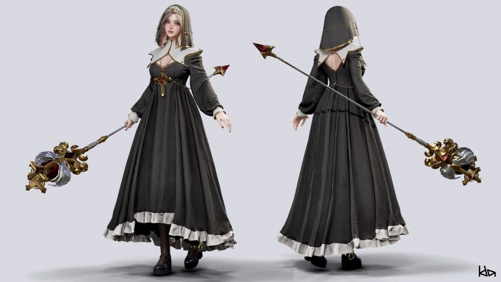 UE4虚幻5影视北欧修女祭司美女性感角色人物3D模型含动画面部表情