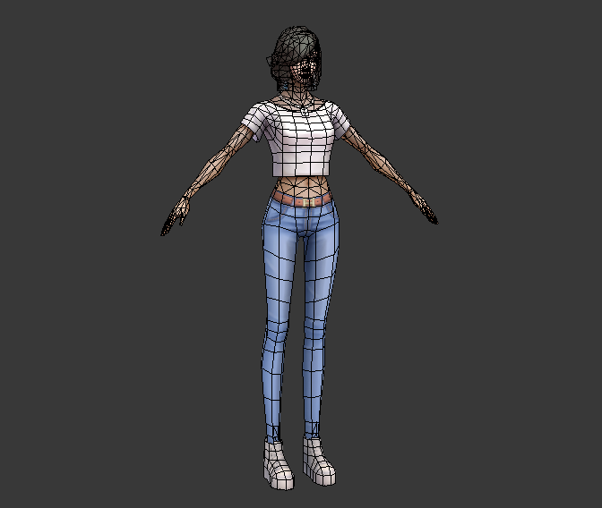 漂亮女人3D模型 清纯美女 短发美女 牛仔裤女孩