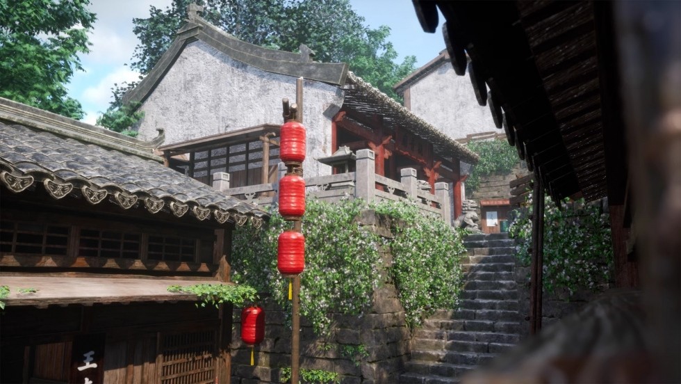 UE5虚幻5 Modular Chinese mountain town 模块化中国古城场景