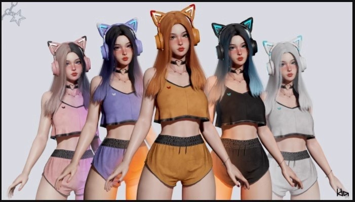 UE5虚幻4美少女主播角色模型Gamer Girl VTuber Streamer Avatar