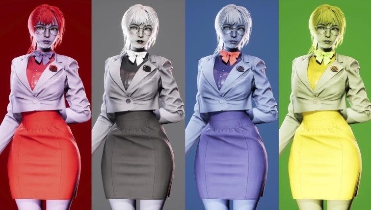 UE4虚幻5 Teacher 性感完美身材3D黑丝眼镜娘美女老师角色模型