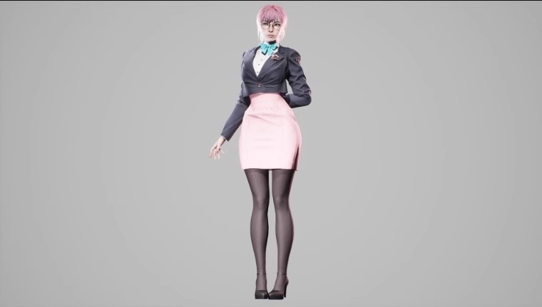 UE4虚幻5 Teacher 性感完美身材3D黑丝眼镜娘美女老师角色模型