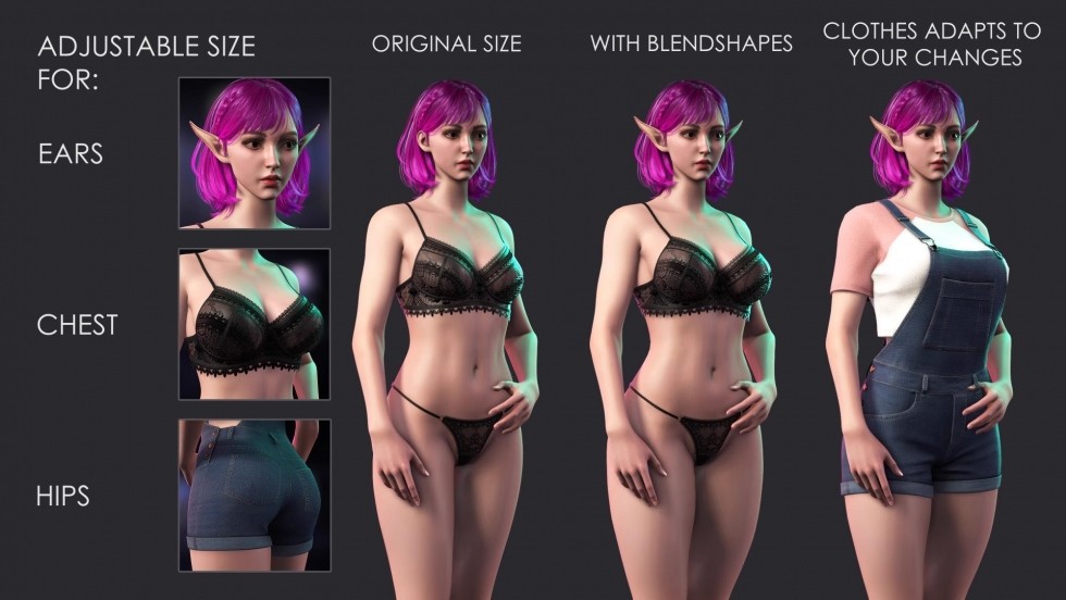 UE4UE5虚幻街头女角色人物模型集合包RPG大逃杀游戏衣服发型皮肤
