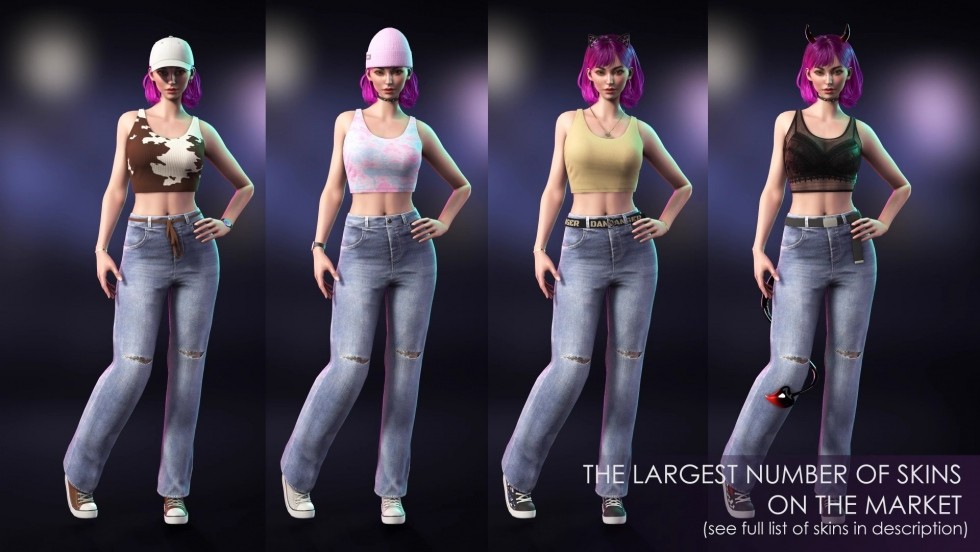 UE4UE5虚幻街头女角色人物模型集合包RPG大逃杀游戏衣服发型皮肤
