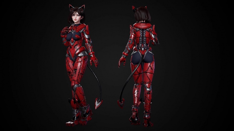 Cosmo Cat Girl 科幻赛博猫女郎福音可爱机械女孩角色模型