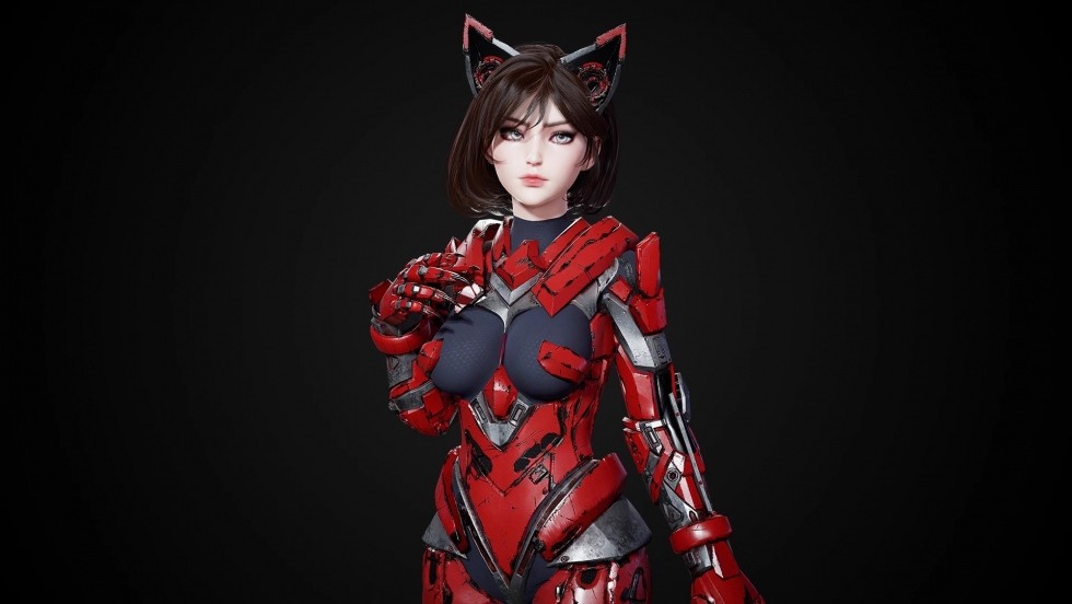 Cosmo Cat Girl 科幻赛博猫女郎福音可爱机械女孩角色模型