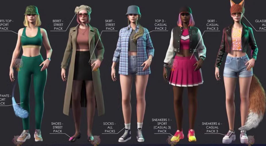 UE4虚幻5 Streetwear Girl 1 Casual Wear Girls Pack 1 街头女孩模型大合集