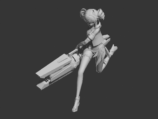 游戏女角色持武器跑动作