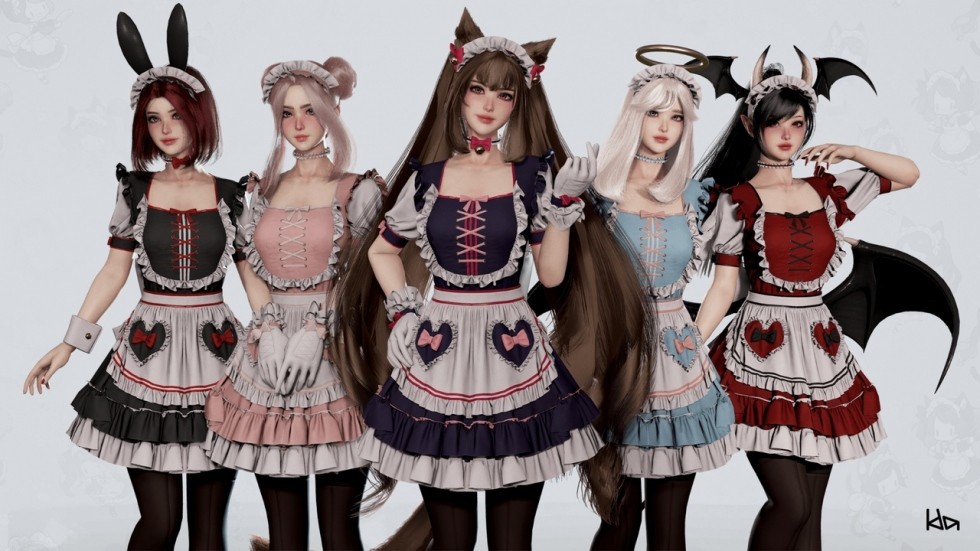 UE4虚幻5 Dress Up Maids 可爱女仆COS美女少女角色模型