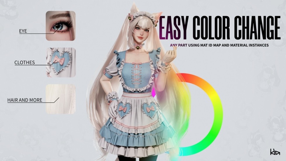 UE4虚幻5 Dress Up Maids 可爱女仆COS美女少女角色模型