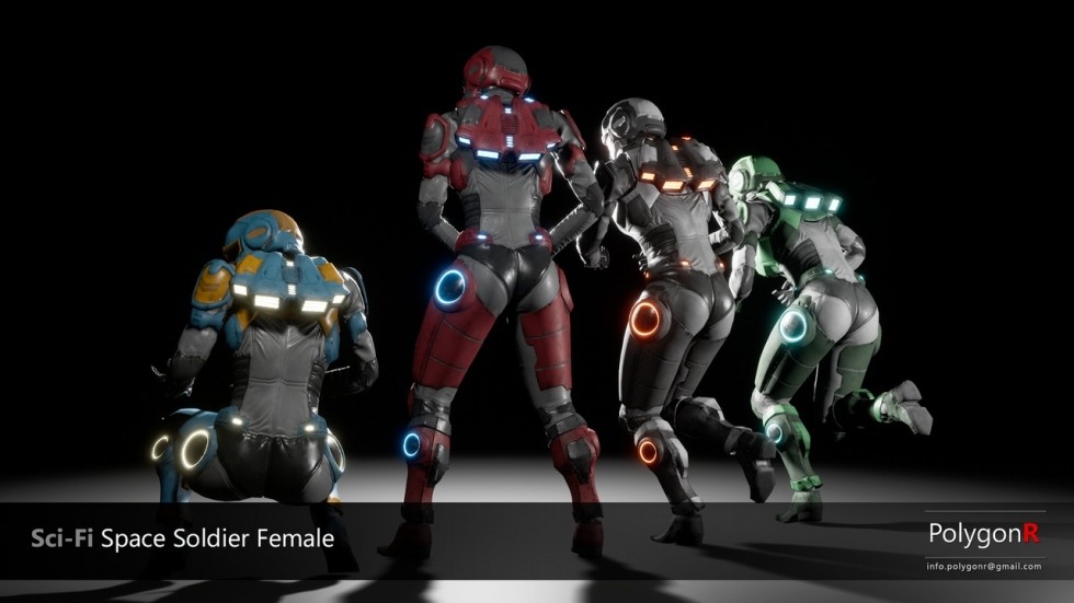 超炫科幻次代宇宙女士兵模型