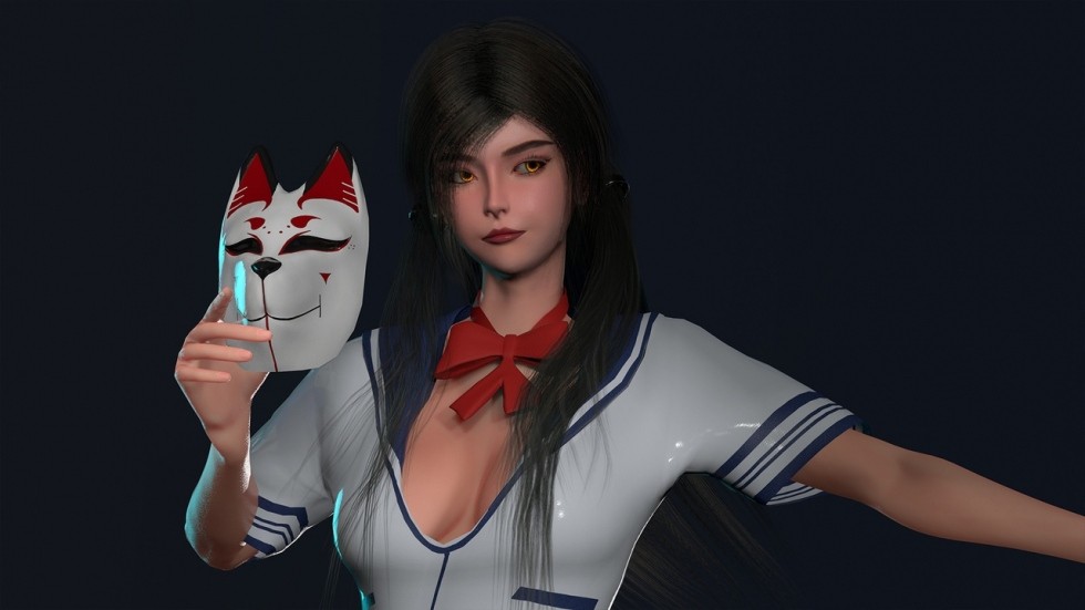 武士刀女孩日本女武士3d模型免费下载