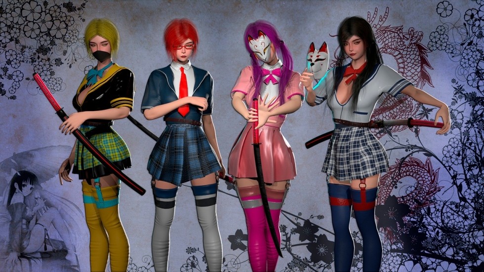  武士刀女孩日本女武士3d模型免费下载