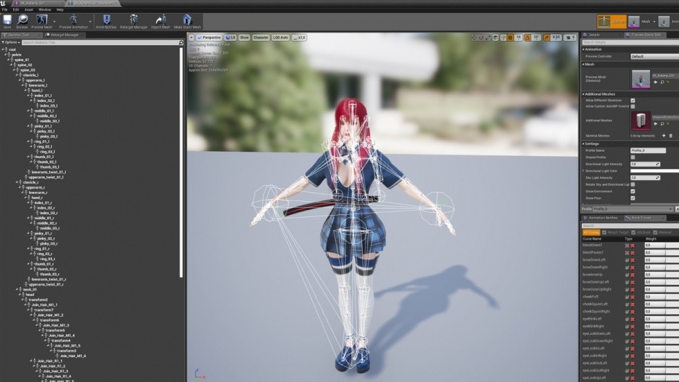  武士刀女孩日本女武士3d模型免费下载