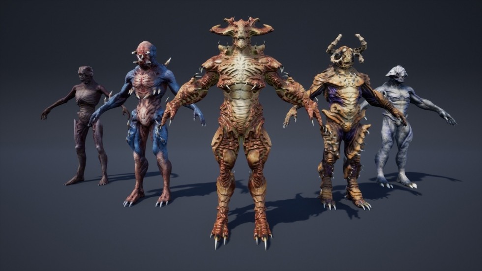 UE4虚幻5 Humanoids Monsters Pack 科幻怪物角色动画模型