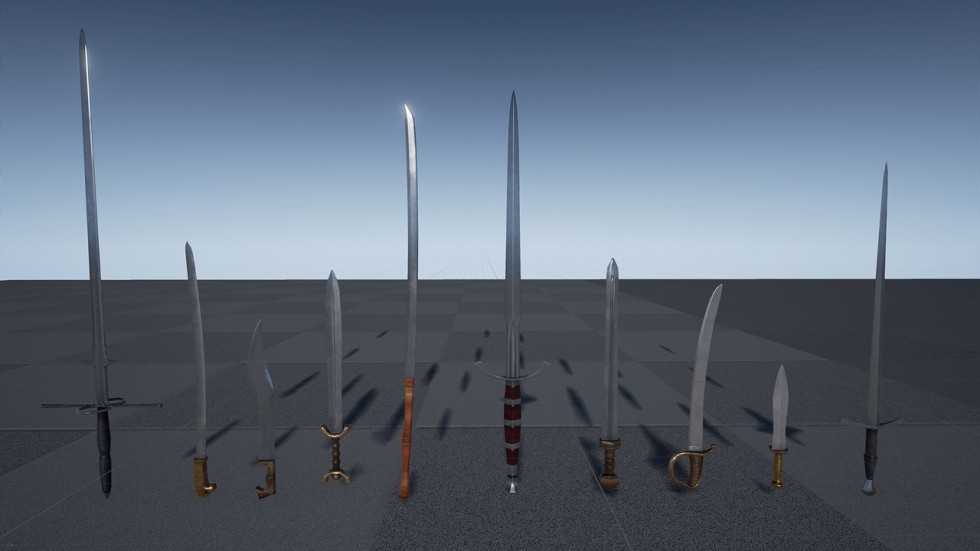 中世纪欧洲冷兵器刀剑武器模型