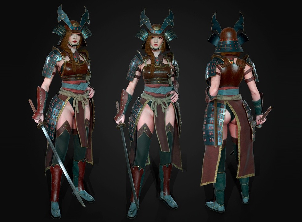 UE4虚幻5 Samurai Girl 女武士美女少女角色模型
